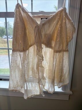 torrid Cream Sequin Lace Babydoll Chemise with Ruffle Tie